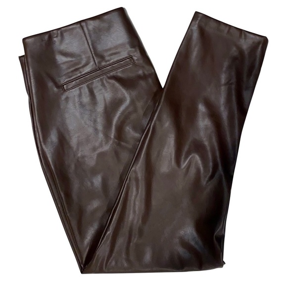 NWT OLD NAVY Extra High-Waisted Faux-Leather Eco-friendly Pants Brown Size 14 - Picture 5 of 9